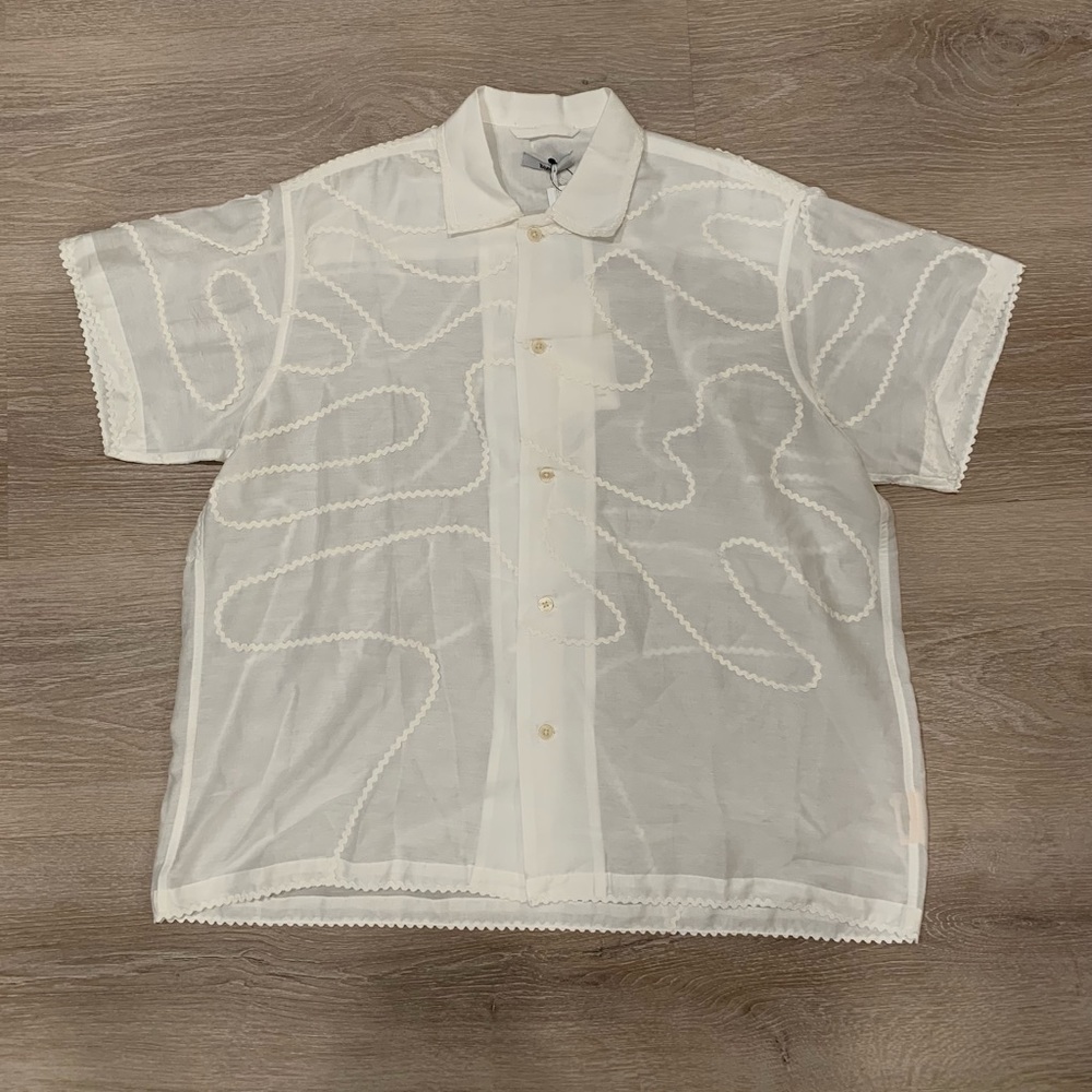 COPY - Bode Sheer RickRack Short Sleeve Shirt E.A.B.A. Wedding Collection